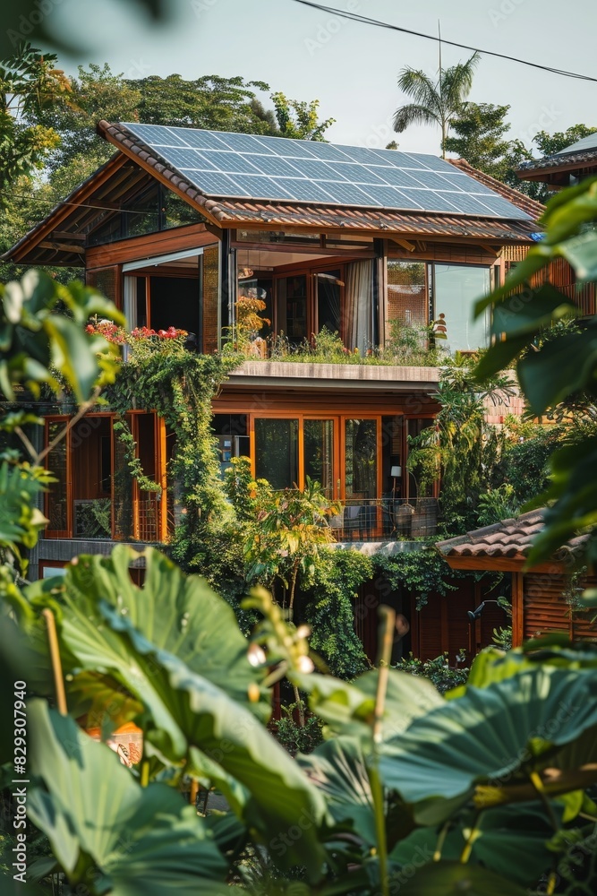 Eco-friendly house with solar panels Eco-friendly house with solar panels
