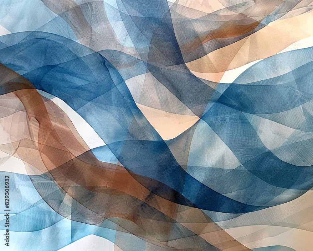 Swirling blue and black abstract background with smooth curves