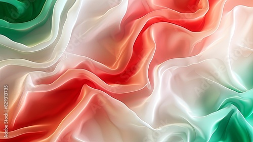 Vibrant Abstract Silk Waves Background in Red, Green, and White