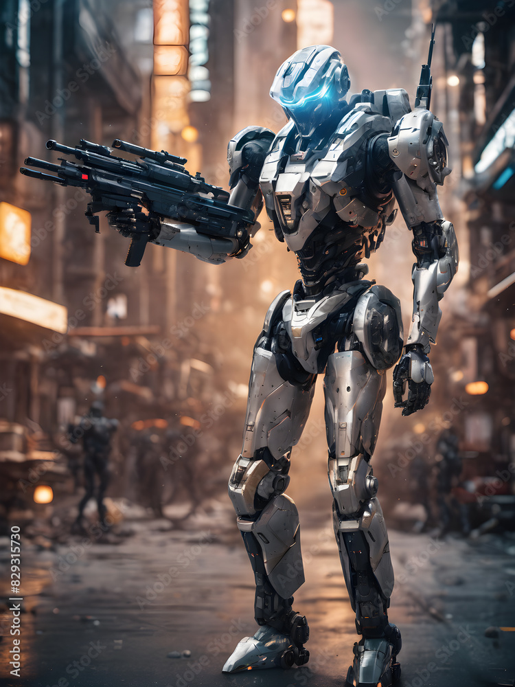 robot soldier in action