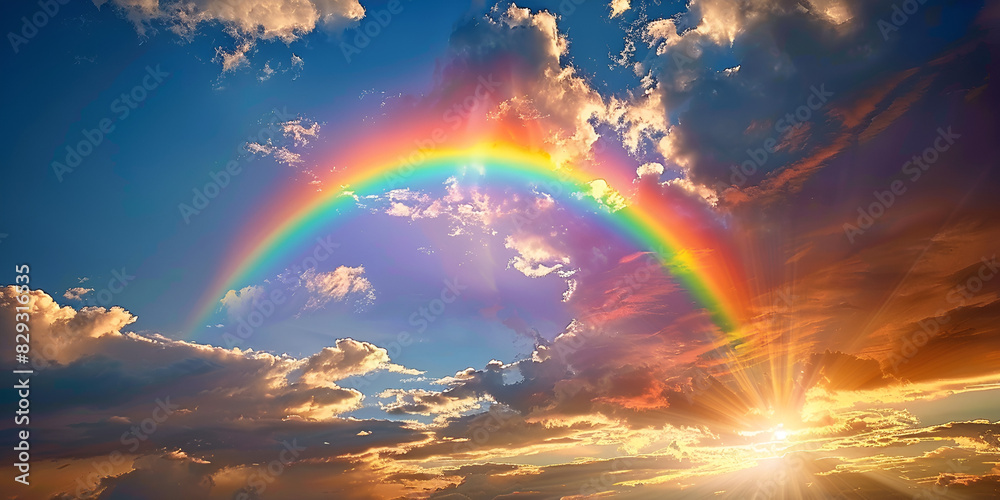 Spectacular Rainbow at Sunset | Colorful Arch in Golden Hour Spectacular Rainbow at Sunset | Colorful Arch in Golden Hour