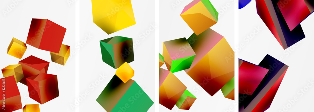 Flying 3d shapes, cubes and other geometric elements background design for wallpaper, business card, cover, poster, banner, brochure, header, website Flying 3d shapes, cubes and other geometric elements background design for wallpaper, business card, cover, poster, banner, brochure, header, website