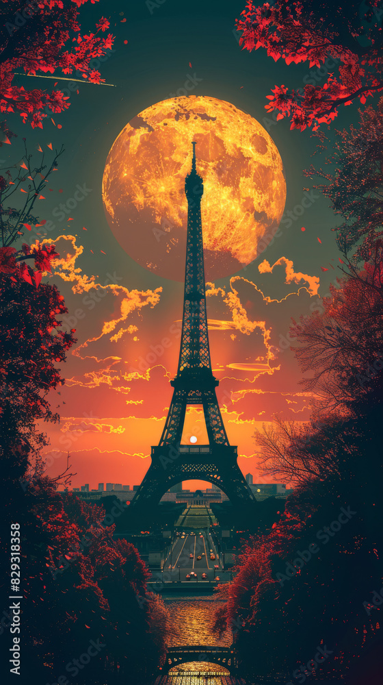 Contemporary artwork of the Tour Eiffel Paris