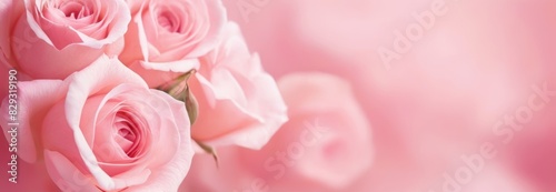 Charm of Roses in Bokeh Sparkle. Beautiful background of roses for banners, posters, social media and wall decorations.