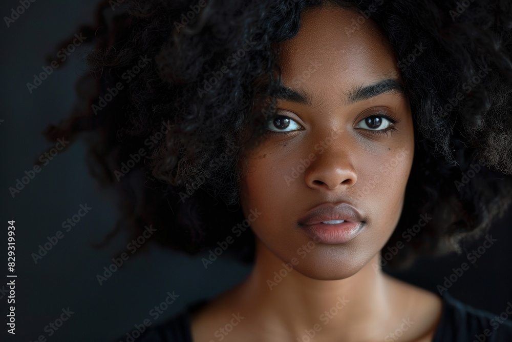 Young black woman serious face portrait Young black woman serious face portrait