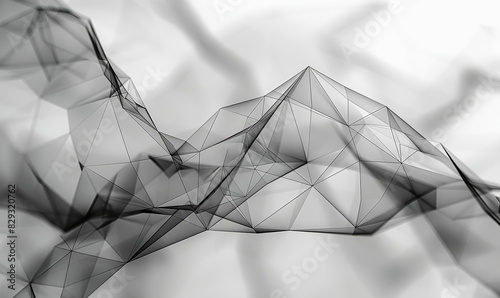 Fototapeta Naklejka Na Ścianę i Meble -  Abstract background with gray polygonal mesh lines and triangle shapes on white background.