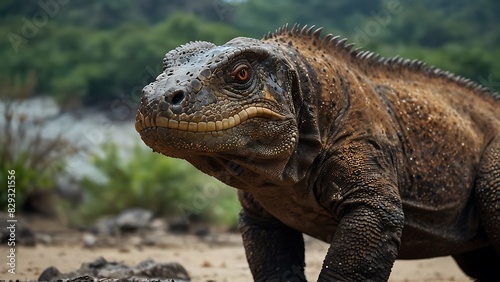 portrait of a Komodo dragon during the day