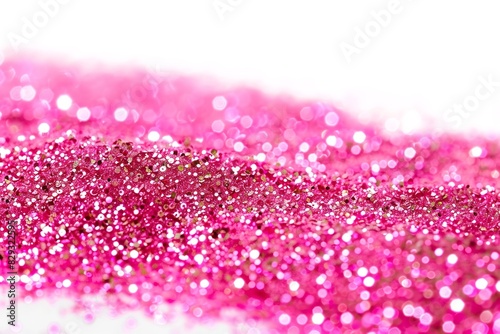 Isolated pink glitter against a white background. Generative Ai