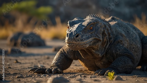 portrait of a Komodo dragon during the day