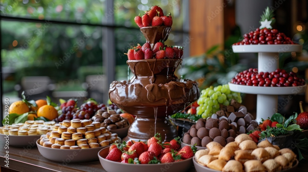 Decadent Chocolate Fountain Delight A Modern Party Indulgence in Gourmet Splendor