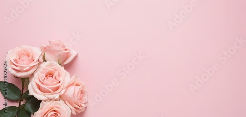 Bright Pink Roses with Blurred Background. Clean modern background with beautiful roses for banners  posters  social media and wall decorations.