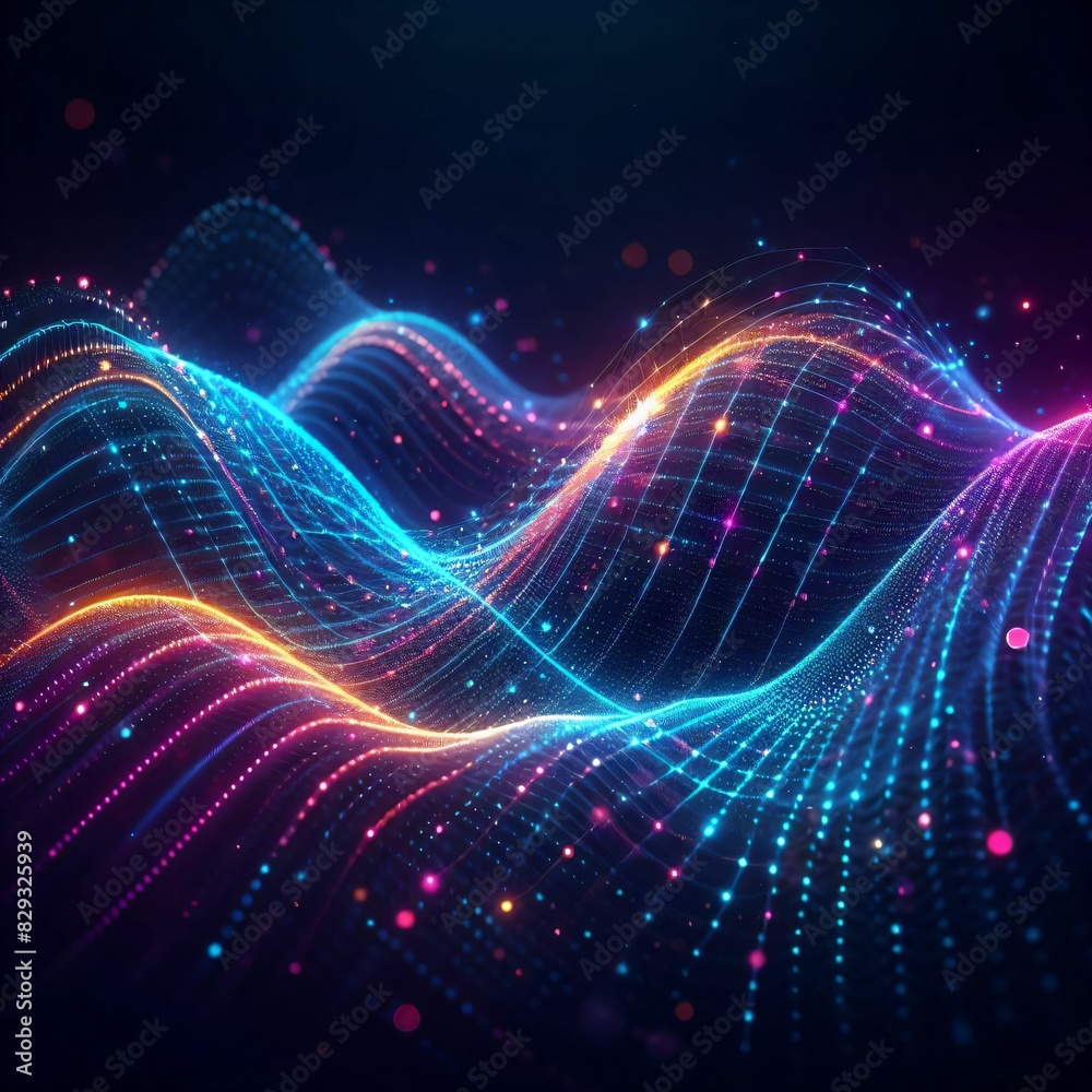 Abstract digital wave of particles. Futuristic point wave. Technology background illustration
Abstract digital wave of particles. Futuristic point wave. Technology background illustration