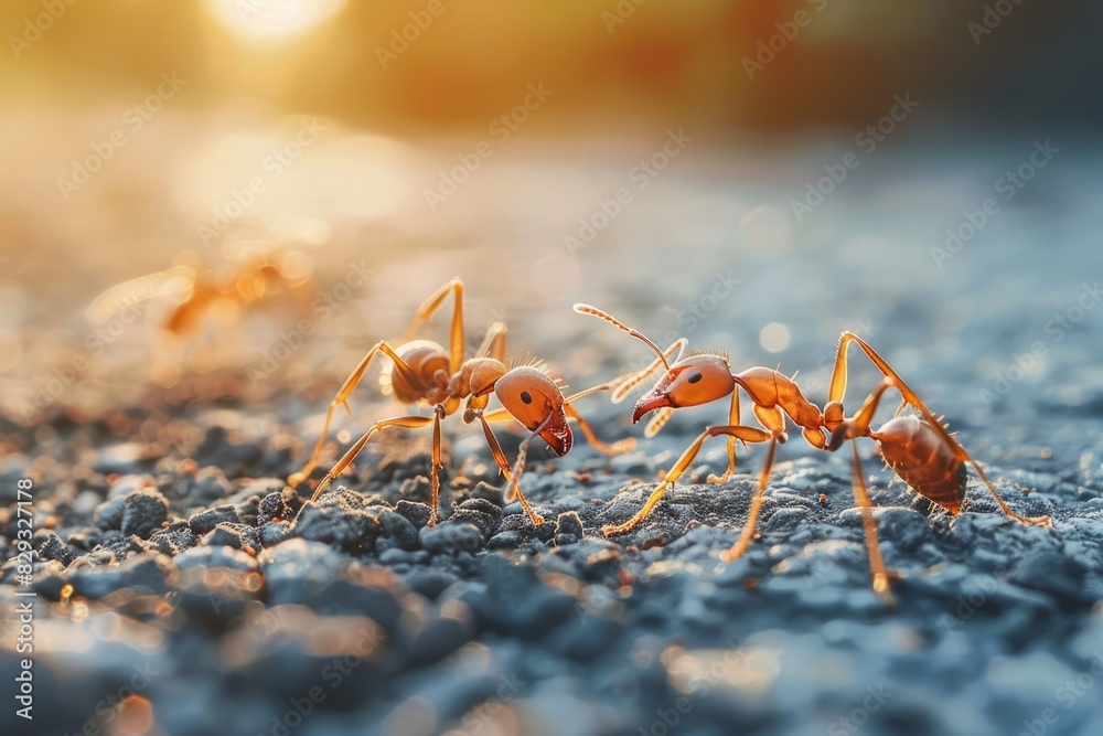Ants walking across the road. Ants walking across the road.