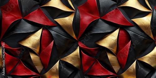 wallpaer luxury  made from silk  Regular black  gold and red three-dimensional striped background  triangle rectangle  black background  aspect ratio 2 1