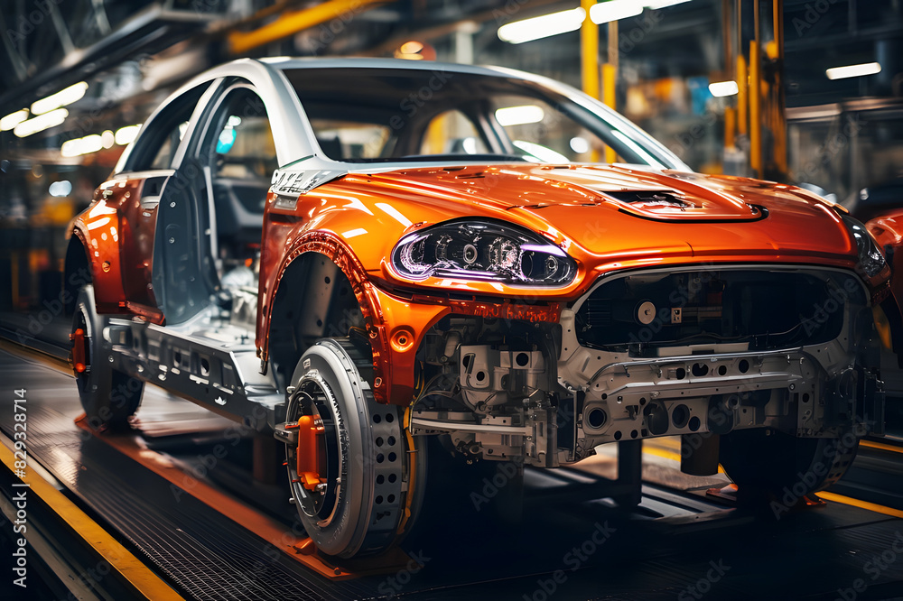 Holographic of digital model car assembly in factory. Automobile Design working in virtual reality prototype of electric chassis. Automotive innovation facility Vehicle generated with software. Holographic of digital model car assembly in factory. Automobile Design working in virtual reality prototype of electric chassis. Automotive innovation facility Vehicle generated with software.