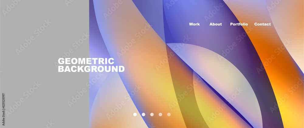 Web page design with geometric elements - circle and wave. Techno art concept. Vector Illustration For Wallpaper, Banner, Background, Card, Book Illustration, landing page