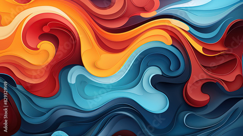 a colorful painting of abstract fluid waves