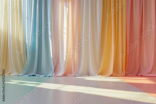 Minimalist clean background with colorful curtains 