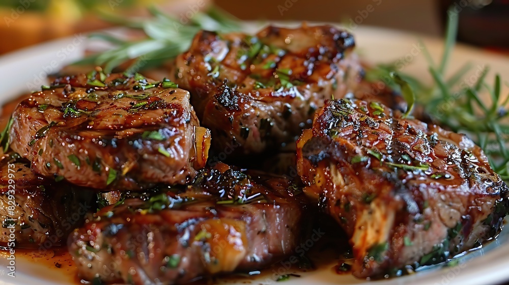 A plate of tender lamb chops, served with mint jelly. A plate of tender lamb chops, served with mint jelly.