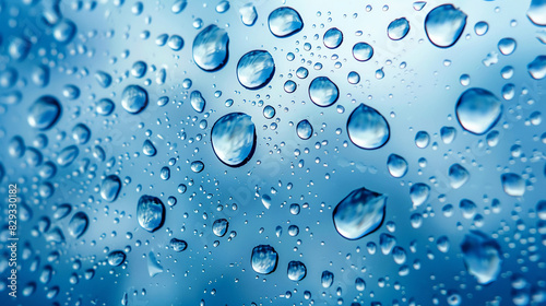 A close-up of raindrops on a windowpane.