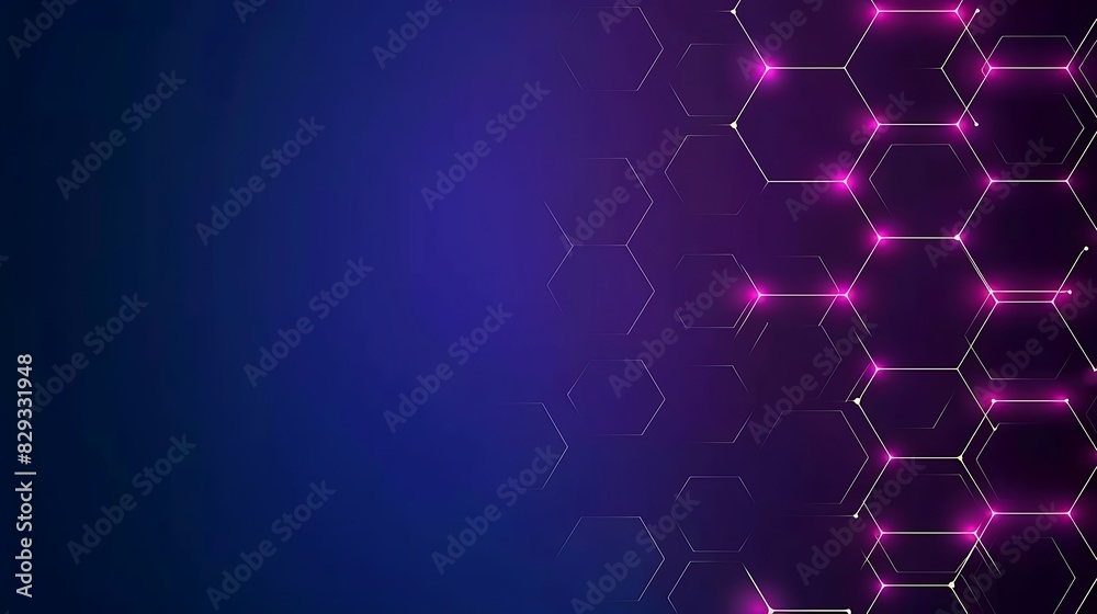 abstract background with hexagon pattern and glowing dots on blue purple color, vector illustration. Digital technology concept for banner design abstract background with hexagon pattern and glowing dots on blue purple color, vector illustration. Digital technology concept for banner design