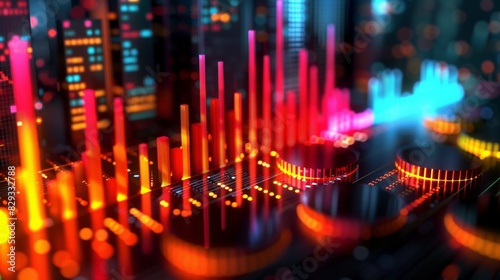 3D Economic Indicators  showing historical trends and modern data visualization techniques. Emphasize the importance of these indicators in financial analysis.