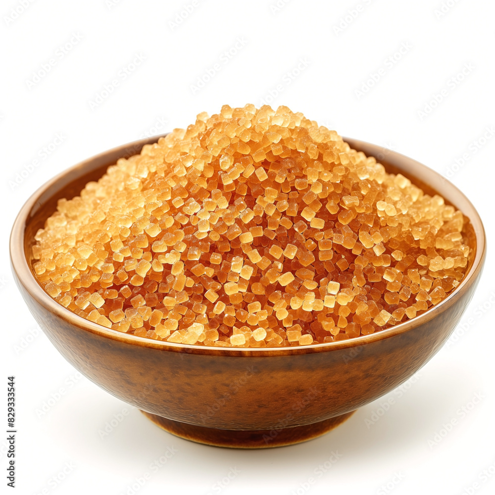 Pencil color anime art ,Brown Sugar in a bowl , isolated on white background Pencil color anime art ,Brown Sugar in a bowl , isolated on white background