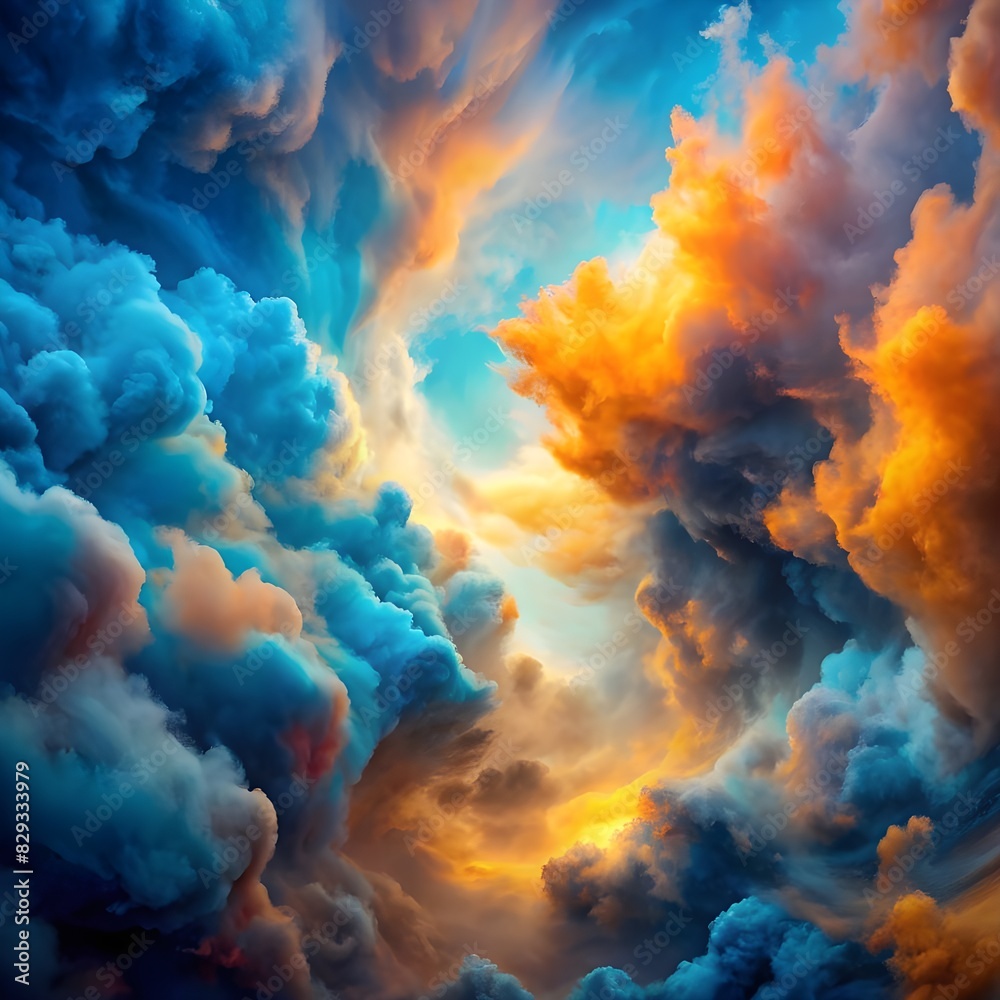 abstract blue and orange cloud