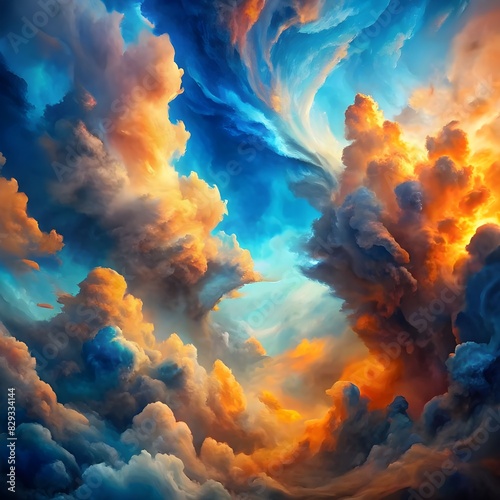 abstract blue and orange cloud © MOIZ