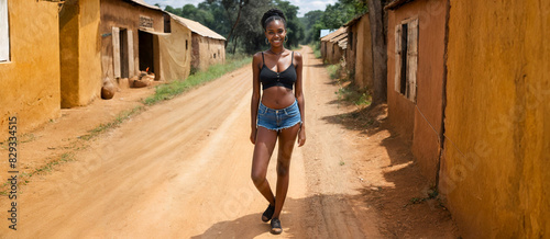 African woman, summer walk,...