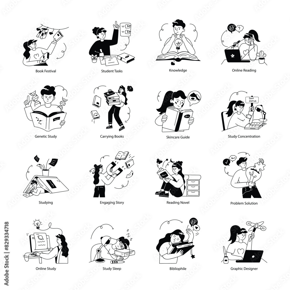Bundle of Student Studying Doodle Mini Illustrations
Bundle of Student Studying Doodle Mini Illustrations