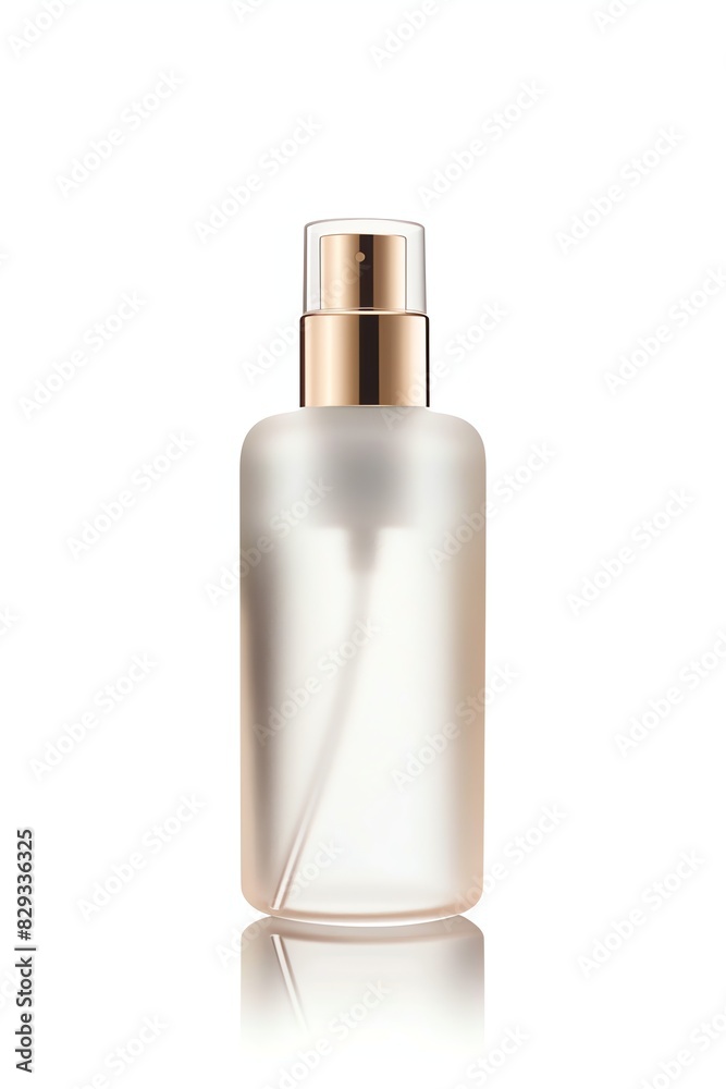 Frosted Cosmetics Packaging Glass Cosmetic Bottle with Champagne color metal Cap, Lotion Pump Head 150ml , white background, contrast photo of stock, place of the text Frosted Cosmetics Packaging Glass Cosmetic Bottle with Champagne color metal Cap, Lotion Pump Head 150ml , white background, contrast photo of stock, place of the text