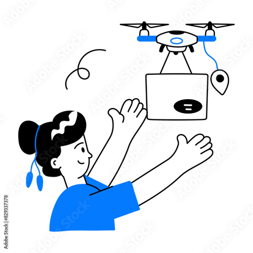 Check this doodle mini illustration of drone delivery 