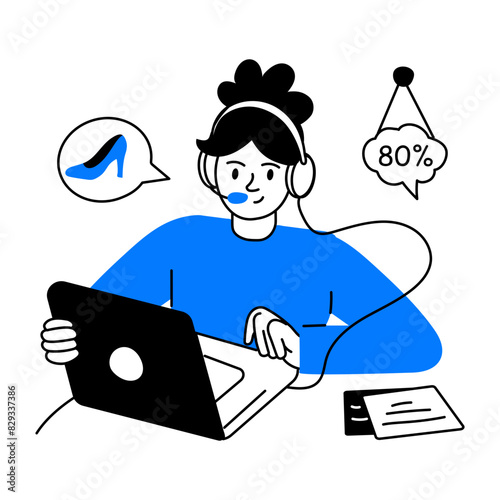 Customer support doodle mini illustration is up for premium download 