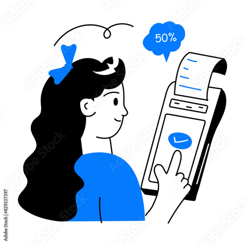 Trendy hand drawn mini illustration of successful payment 
