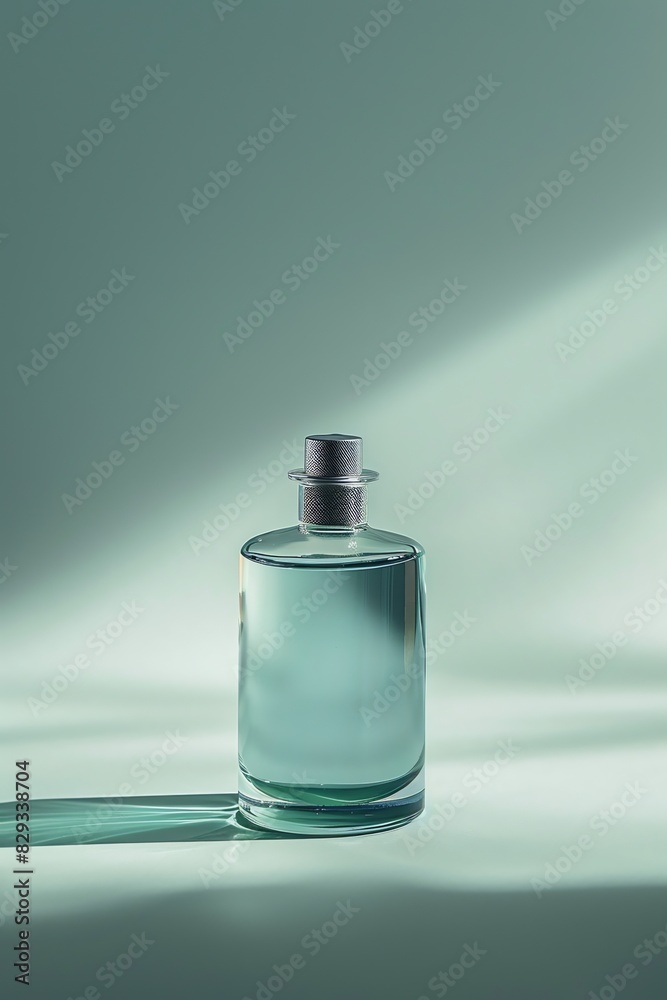 photograph, productive view, cylinder podium with perfume, solid cream background, mockup product, photograph, productive view, cylinder podium with perfume, solid cream background, mockup product,