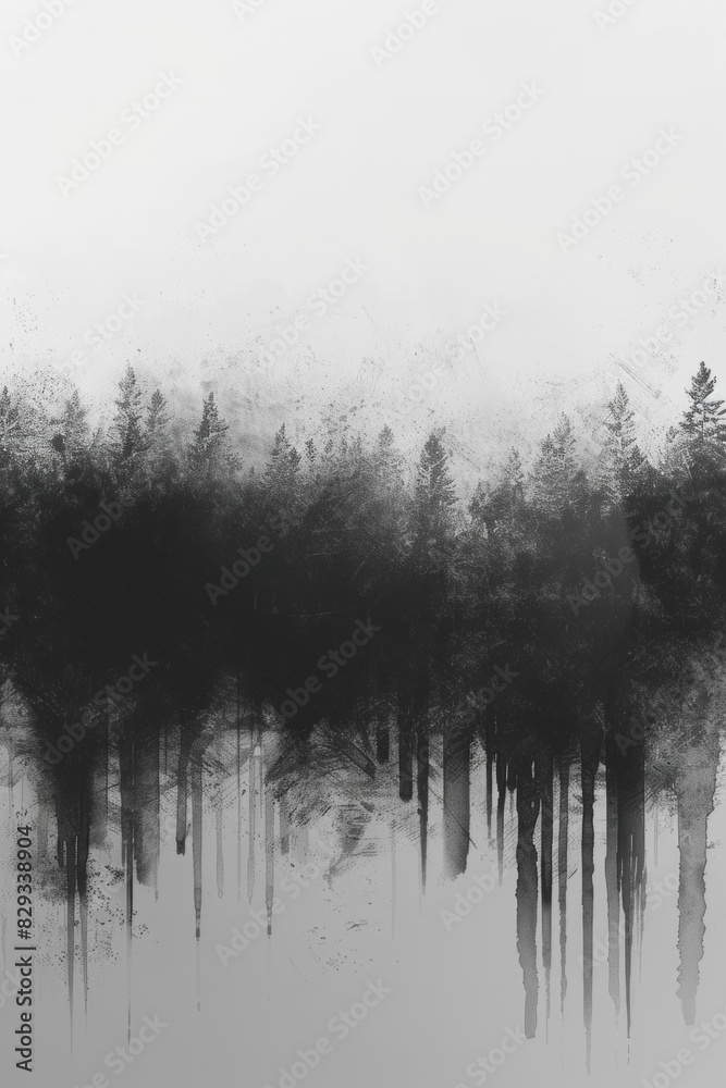 Minimalist black and white soft gradient of forest for background Minimalist black and white soft gradient of forest for background