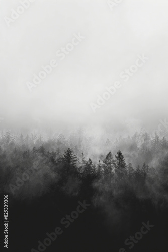 Minimalist black and white soft gradient of forest for background