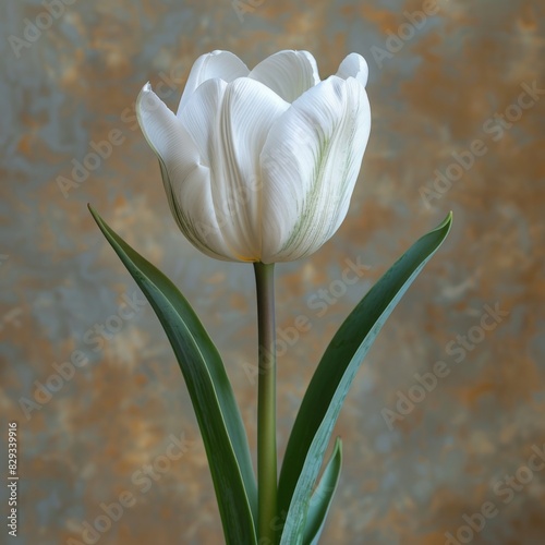 Beautiful white tulip on a grunge background, close up