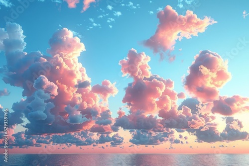 Beautiful sunset above the sea. Colorful sky with clouds.