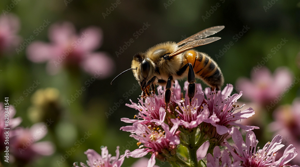 The Bee's Journey Begin with a panoramic shot of a lush garden bathed in warm sunlight The Bee's Journey Begin with a panoramic shot of a lush garden bathed in warm sunlight