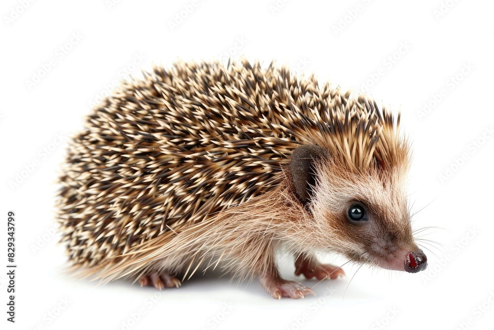 Tiny baby hedgehog with spiky fur isolated on white background Tiny baby hedgehog with spiky fur isolated on white background