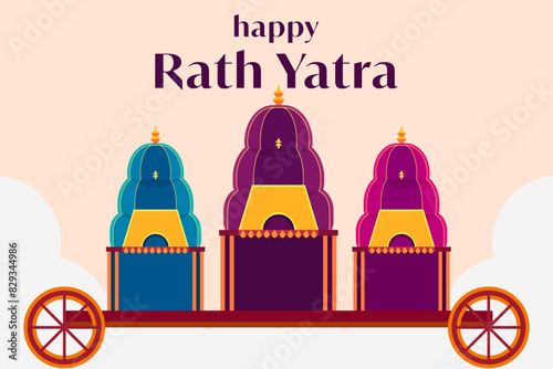 Happy Rath Yatra background illustration in flat style