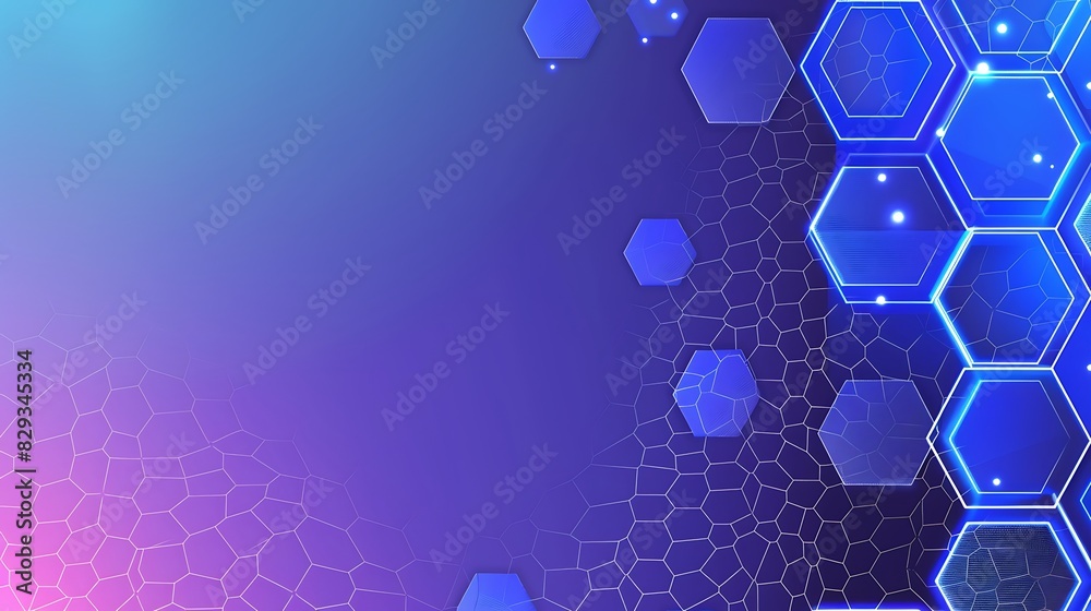 Abstract background with hexagon pattern and glowing dots on blue purple color, vector illustration. Digital technology concept for banner design Abstract background with hexagon pattern and glowing dots on blue purple color, vector illustration. Digital technology concept for banner design