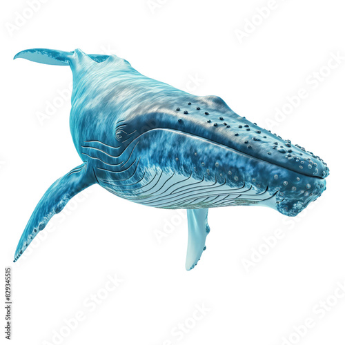 Blue whale illustration isolated on white or transparent background, png clipart, design element. Easy to place on any other background. © Sunny_nsk