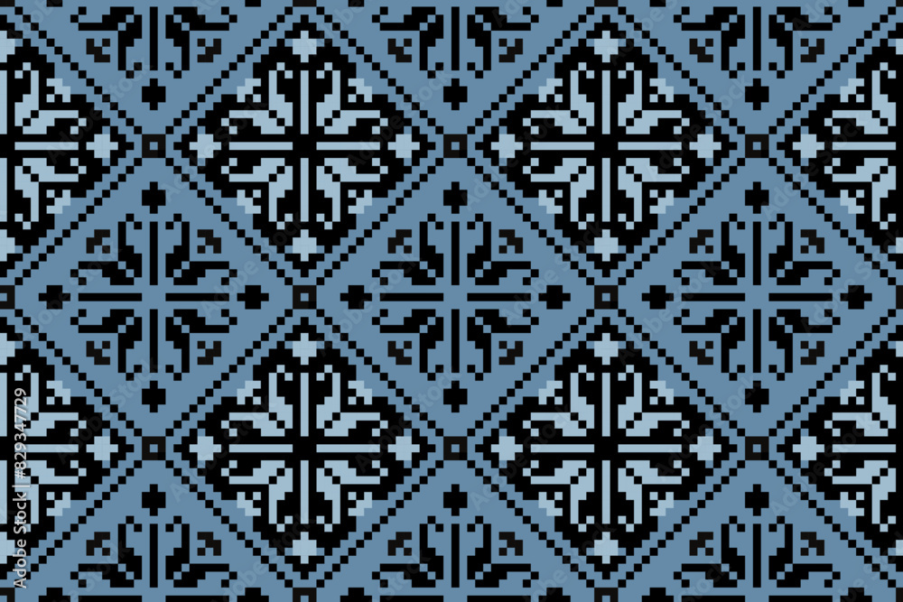 Ikat Abstract Ethnic art. Seamless pattern in tribal, folk embroidery, and Mexican style. Aztec geometric art ornament print. Design for carpet, cover wallpaper, wrapping, fabric, clothing