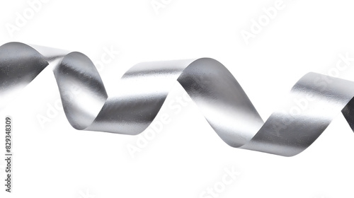 Curly silver ribbon isolated on transparent background 