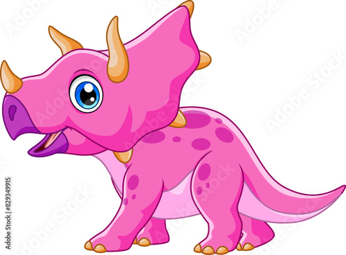 Cute triceratops cartoon vector illustration on white background