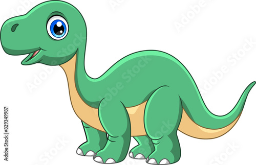 Cute brontosaurus cartoon vector illustration on white background