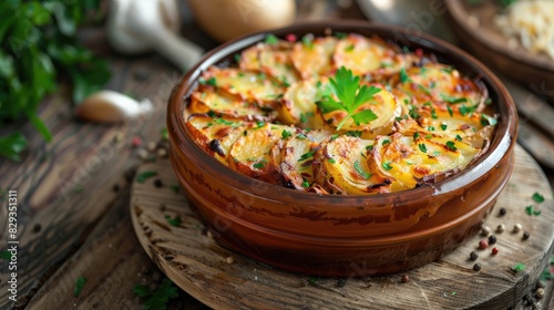 Traditional French dish made with layered potatoes